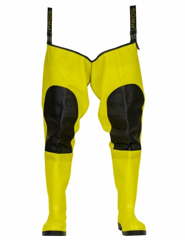 WATERPROOF FLUO THIGH WADERS MAX S5 (SAFETY BOOTS S5 AND KNEE REINFORCEMENT) WRM02 FLUO