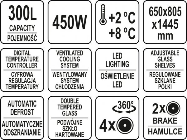 WITRYNA CHŁODNICZA 300L 65x80x144 CZARNA
