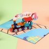 Kartka Pocztowa Okolicznościowa 3D Pop-up Urodziny  - Urodzinowy Pociąg