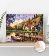 Malowanie Po Numerach Zestaw Dom z Pomostem 40x50