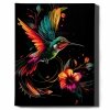 Malowanie Po Numerach Czarne Płótno Zestaw Kolibry i Kwiaty 40x50