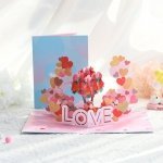 Kartka Pocztowa Okolicznościowa 3D Pop-up Walentynki - Balonowe Serca