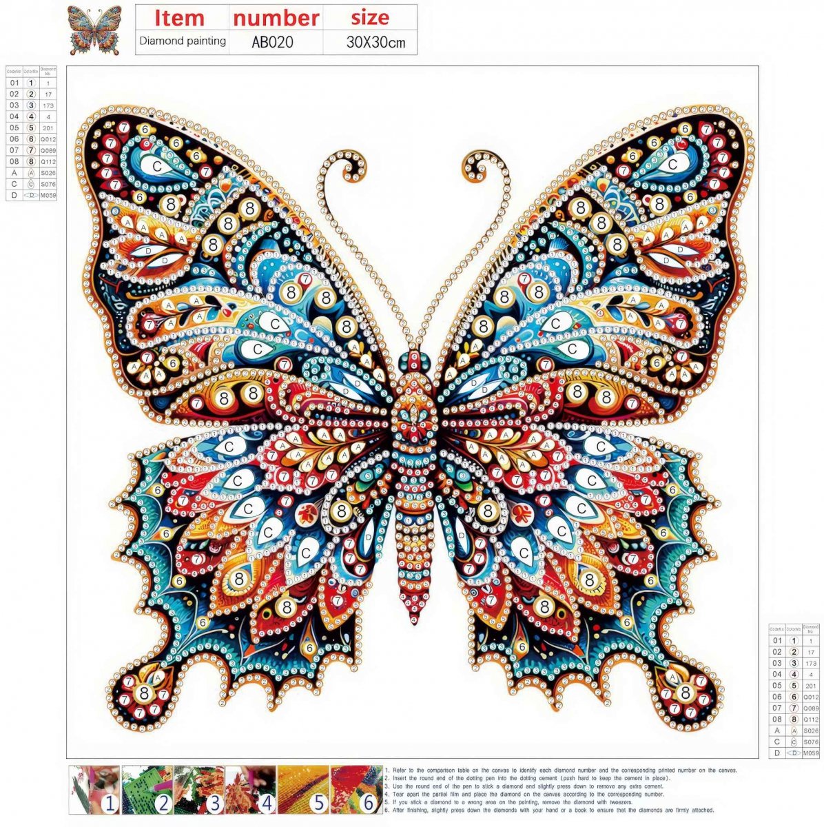 Haft Diamentowy Diamentowy Motyl 30x30 cm