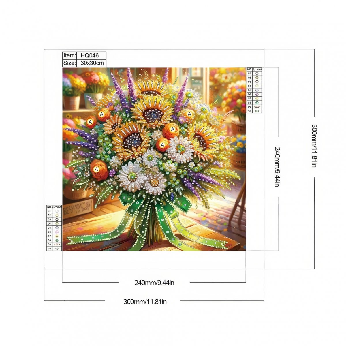 Haft Diamentowy Letni Bukiet 30x30 cm