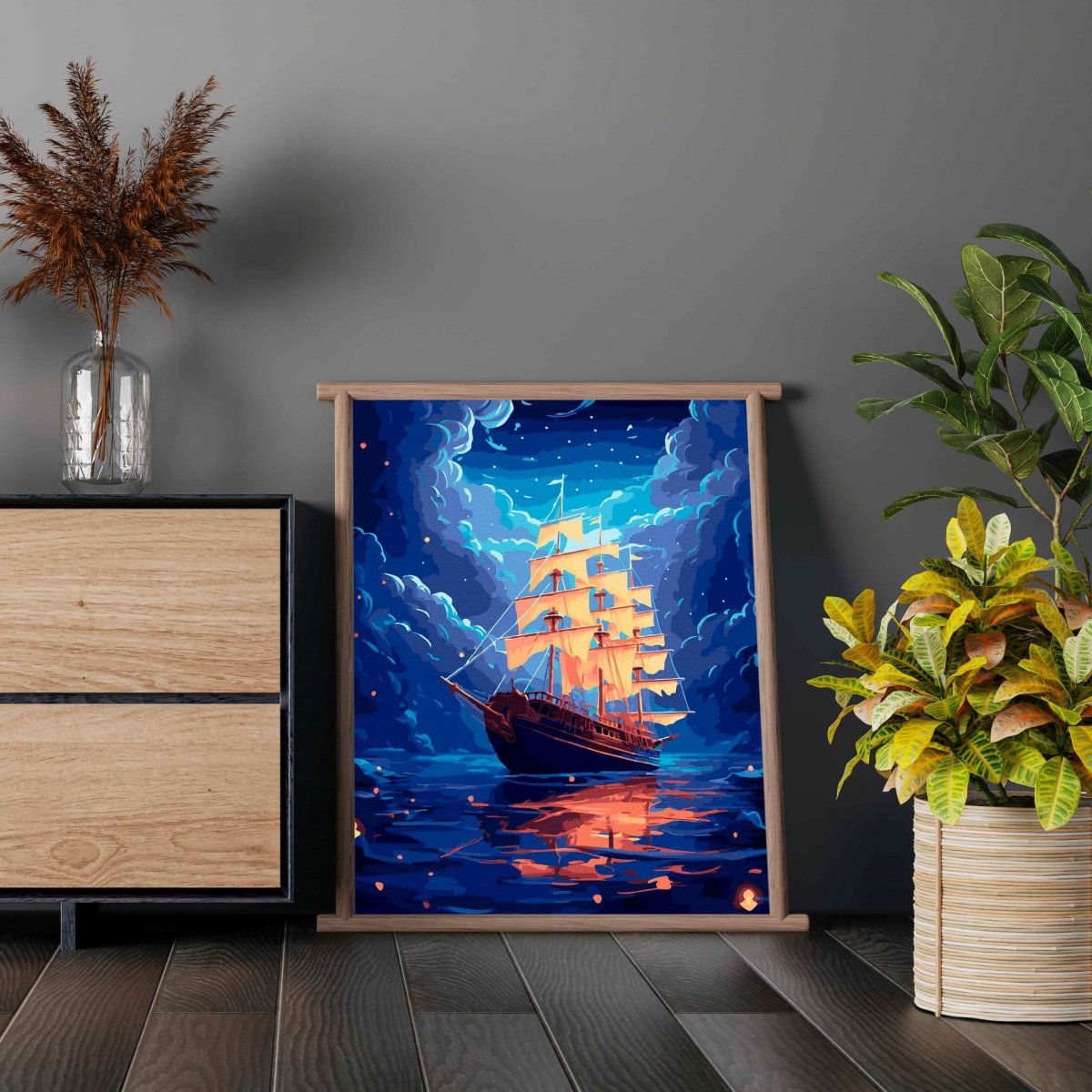 Malowanie Po Numerach Zestaw Magiczny Statek 40x50