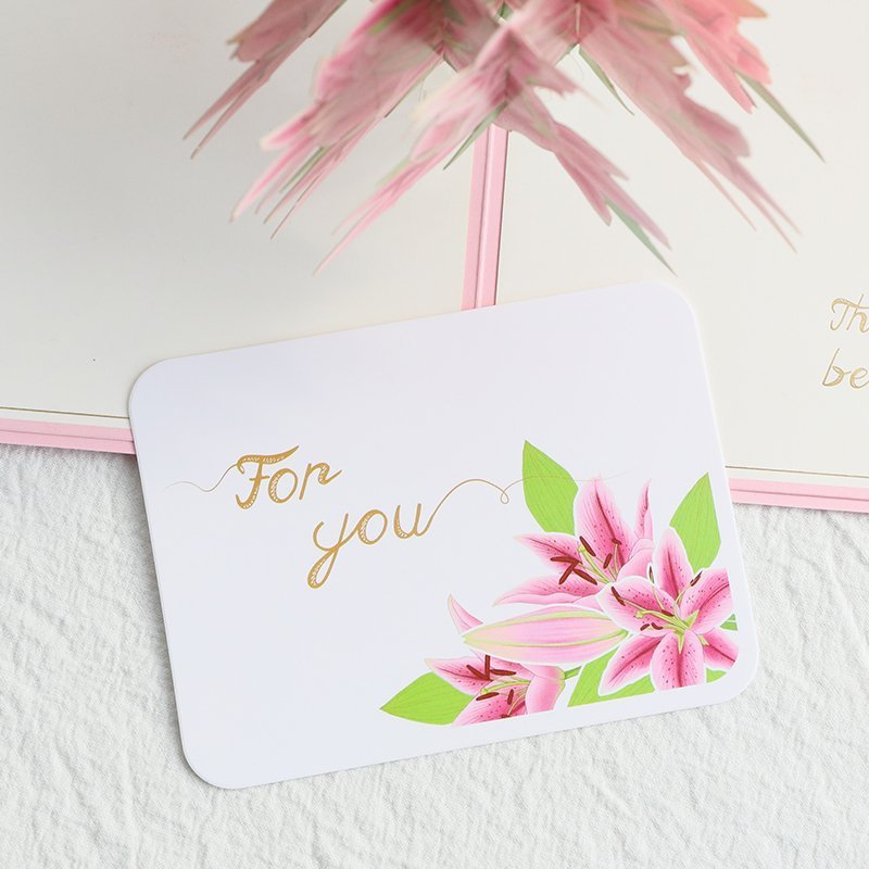 Kartka Pocztowa Okolicznościowa 3D Pop-up Kwiaty - Delikatne Lilie