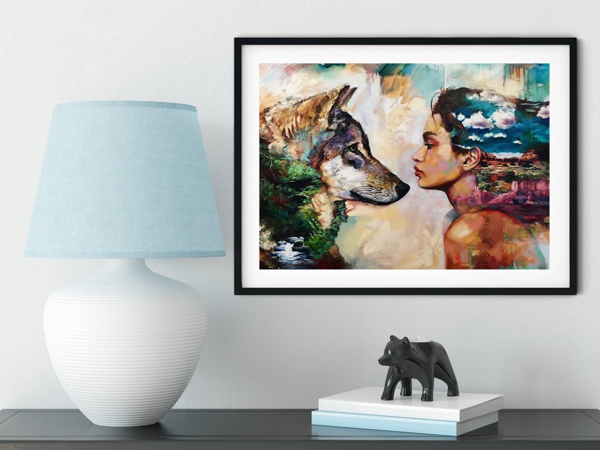 Haft Diamentowy Kobieta i Wilk 45x55 cm K
