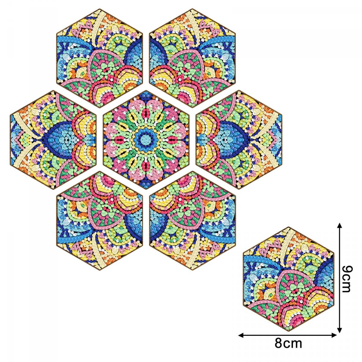 Haft Diamentowy - Podkładka Podkładki pod szklanki - Plaster Miodu - Mandala 2