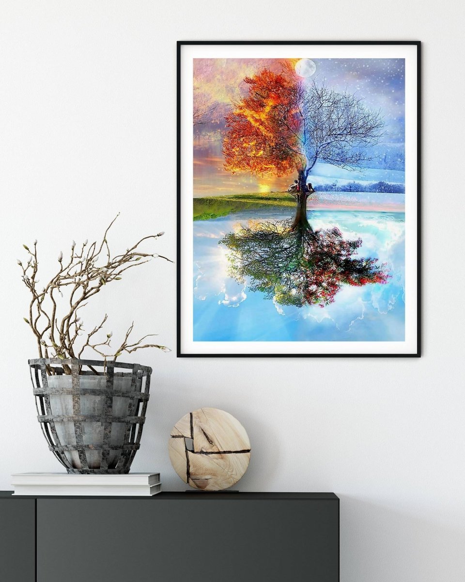 Haft Diamentowy Drzewo Cztery Pory Roku 45x55 cm