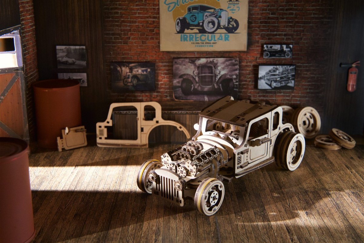 Puzzle 3D Drewniane Hot Rod Furious Mouse uGEARS