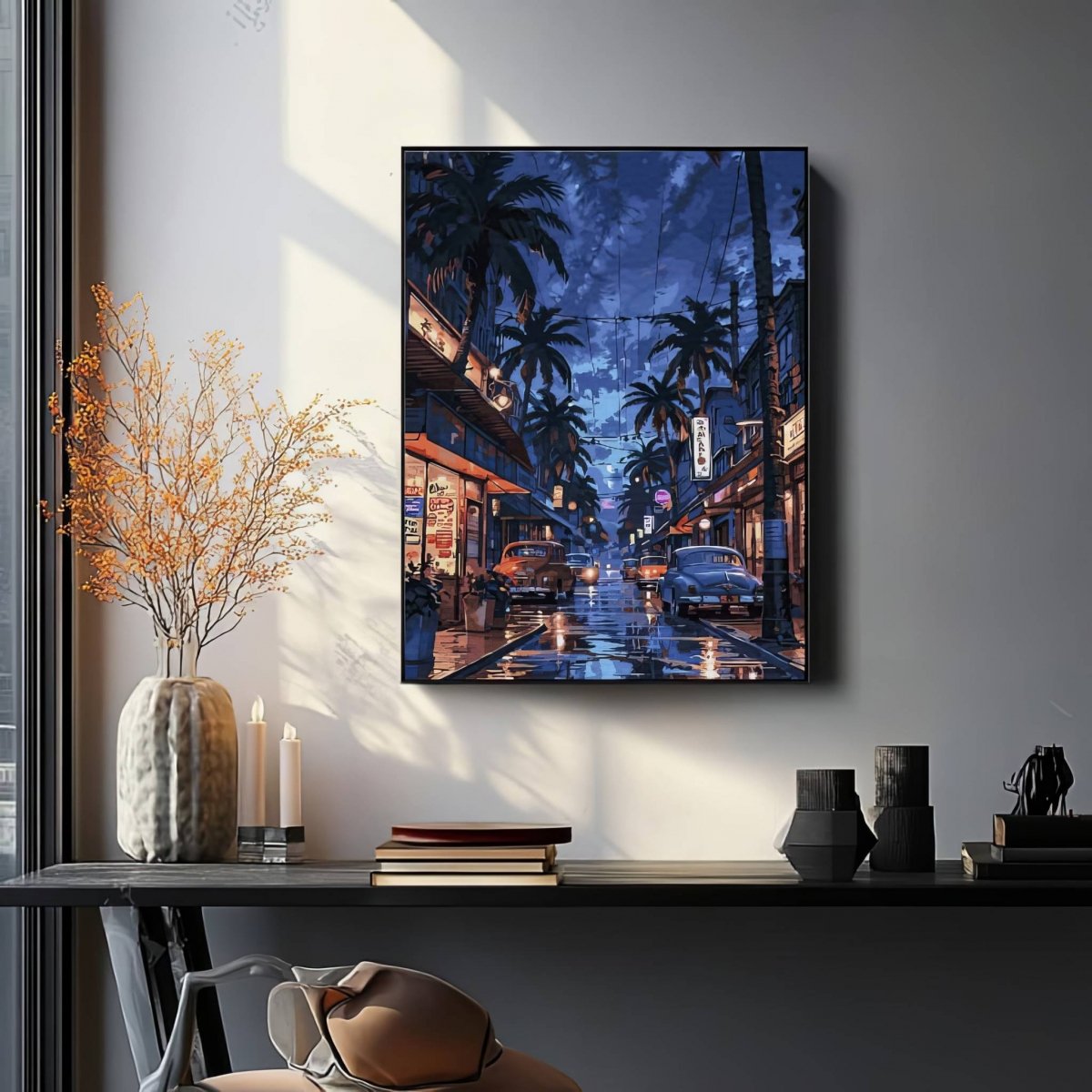 Malowanie Po Numerach Zestaw Noc i Palmy 40x50