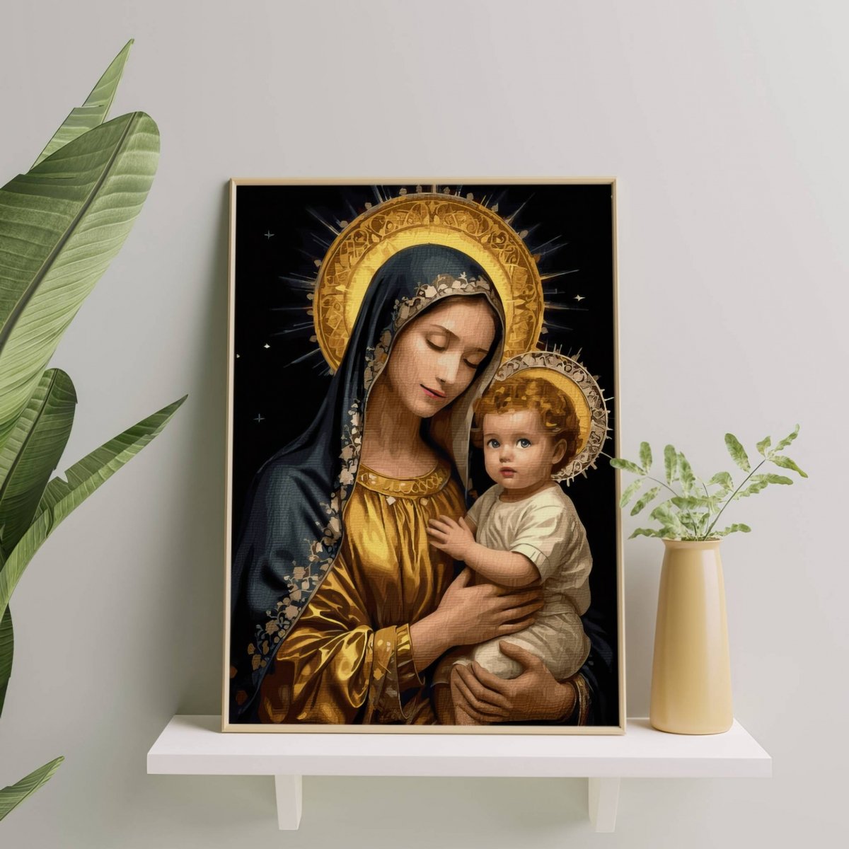 Malowanie Po Numerach Zestaw Serce Maryi 40x50 Złota Farba