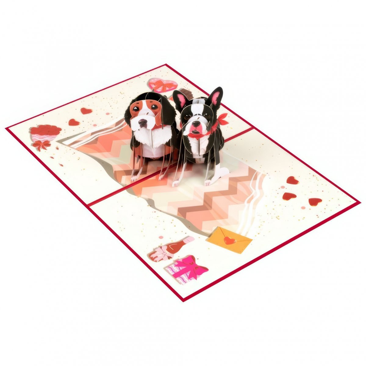 Kartka Pocztowa Okolicznościowa 3D Pop-up Pieski Duet