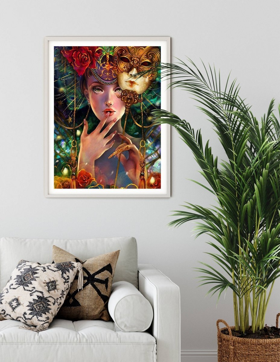 Haft Diamentowy Kobieta Maska 55x67 cm