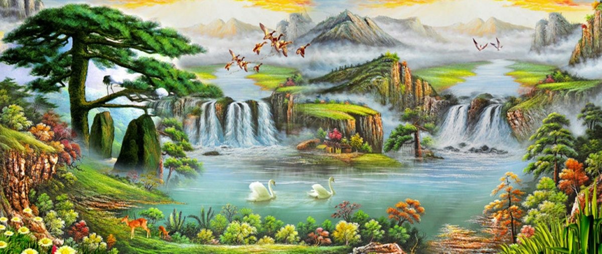 Haft Diamentowy Sielankowe Wodospady 50x110 cm