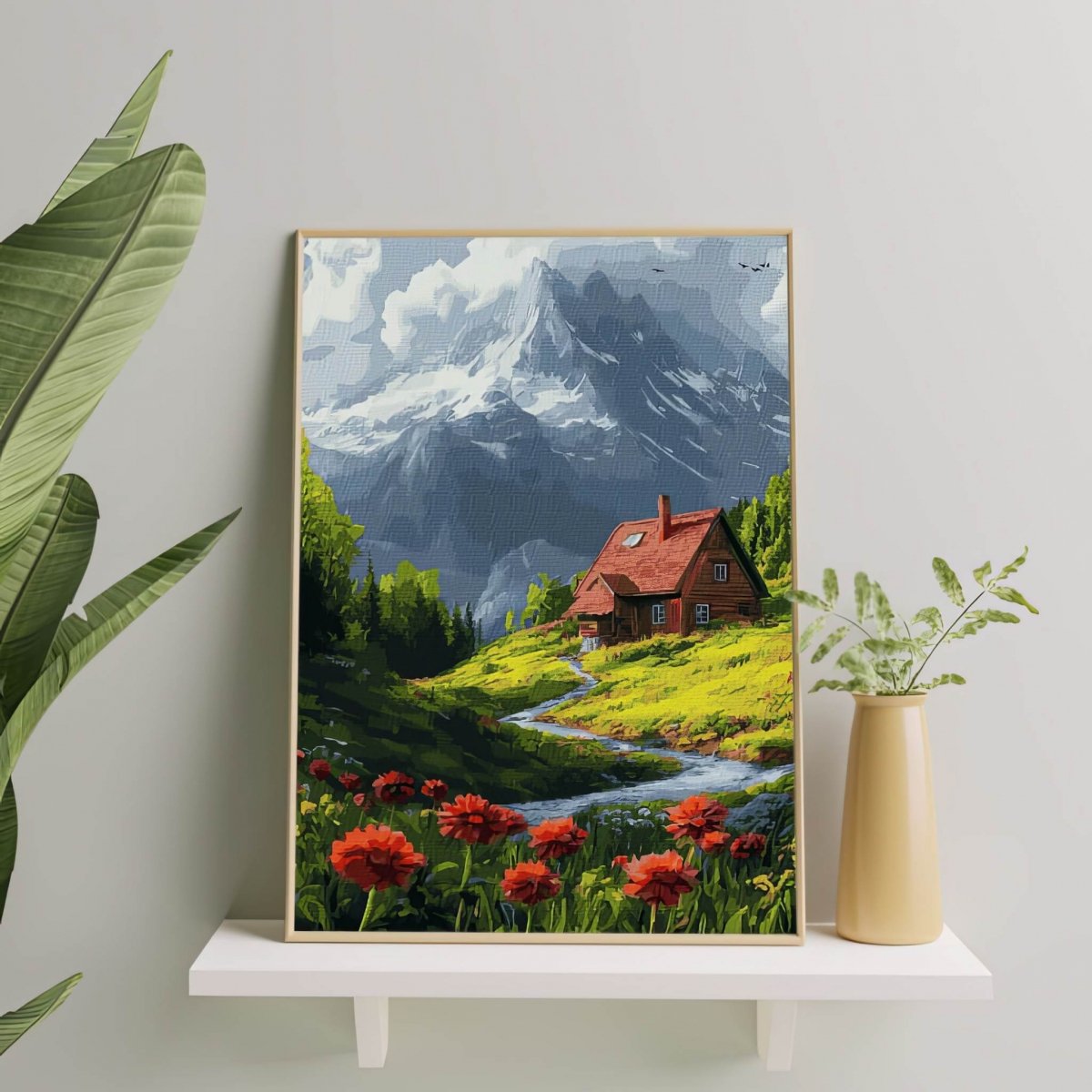 Malowanie Po Numerach Zestaw Dom pośród Łąki 40x50