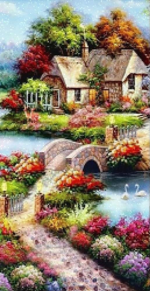 Haft Diamentowy Sielski Odpoczynek 45x85 cm