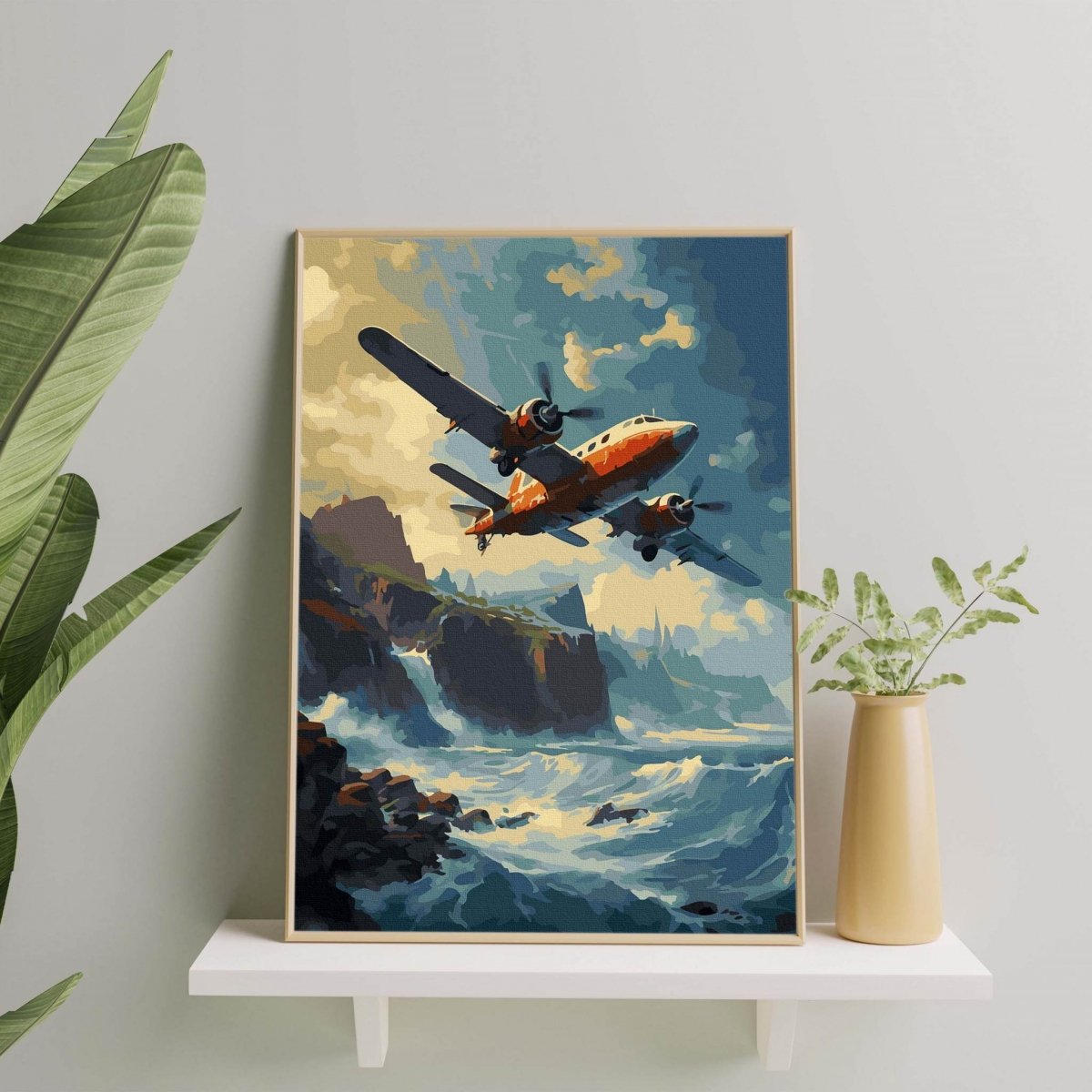 Malowanie Po Numerach Zestaw Samolot na Morzu 40x50