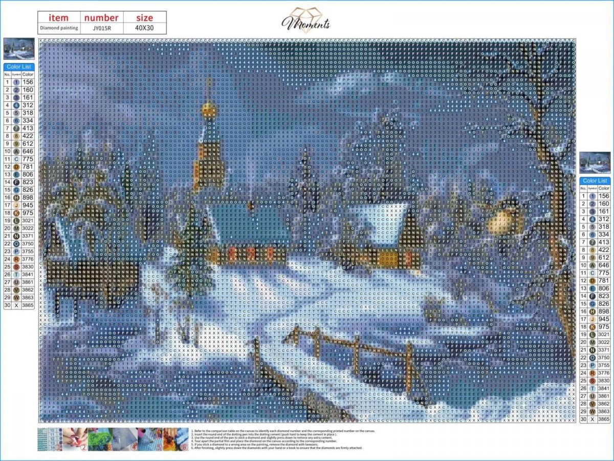 Haft Diamentowy Wieczór w Śnieżnej Krainie 30x40 cm