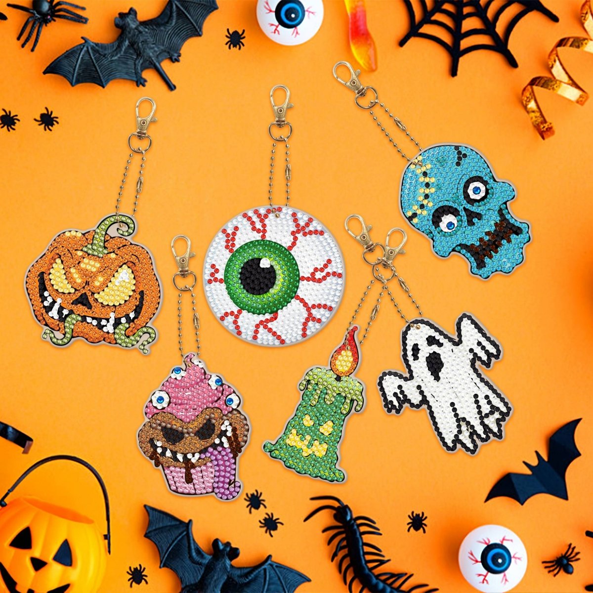 Haft Diamentowy Zawieszka Brelok Breloczek 6 szt -  Halloween