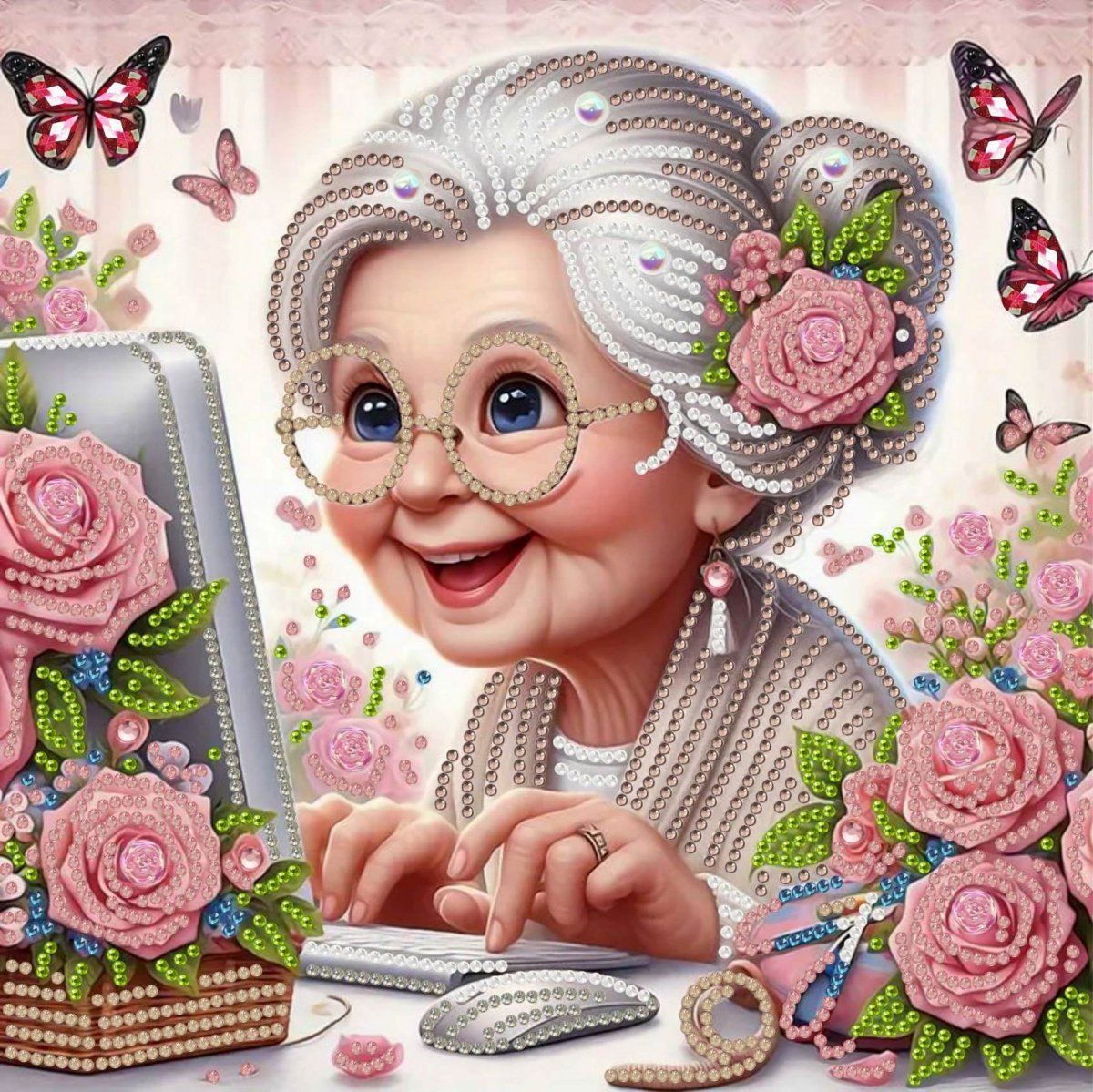 Haft Diamentowy Internetowa Babcia 30x30 cm
