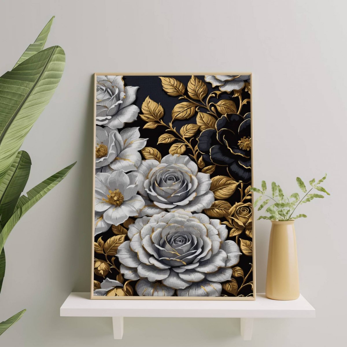 Malowanie Po Numerach Zestaw Róże 40x50 Złota Farba