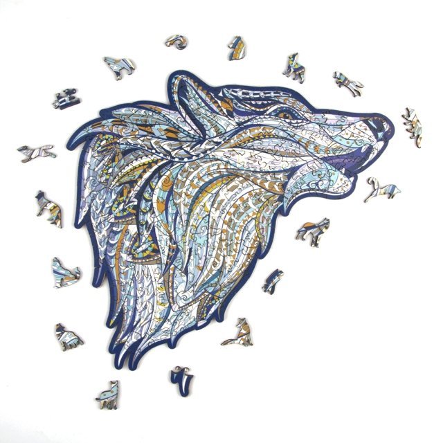 Puzzle Drewniane WYJĄCY WILK L 