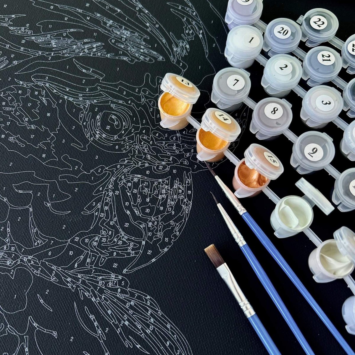 Malowanie Po Numerach Czarne Płótno Zestaw Statek i Księżyc 40x50