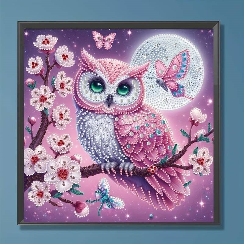 Haft Diamentowy Sowa w Ogrodzie Nocy 30x30 cm