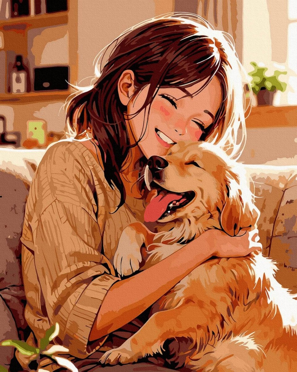 Malowanie Po Numerach Zestaw Dziewczyna i Pies 40x50 