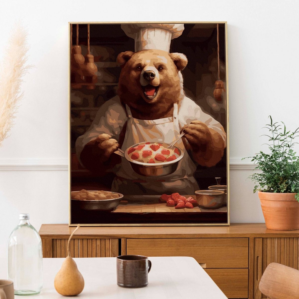 Malowanie Po Numerach Zestaw Niedźwiedź Kucharz 40x50