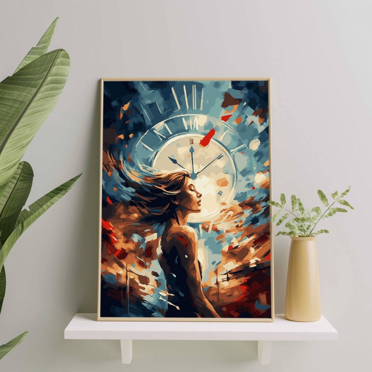 Malowanie Po Numerach Zestaw Dziewczyna i Magiczne Zegary 40x50