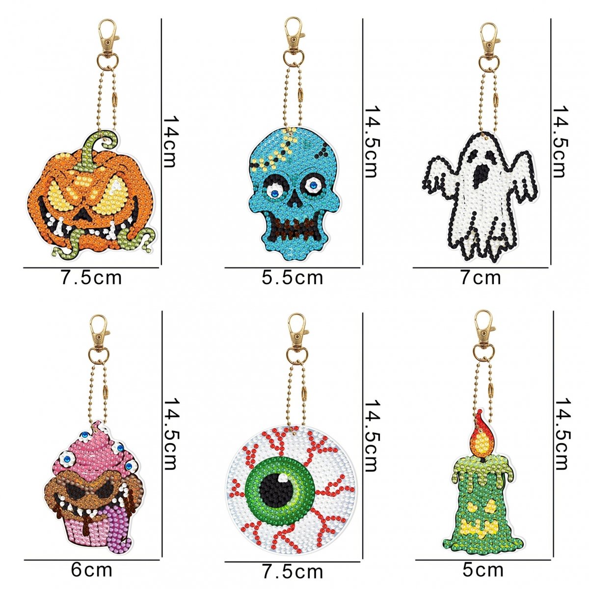 Haft Diamentowy Zawieszka Brelok Breloczek 6 szt -  Halloween