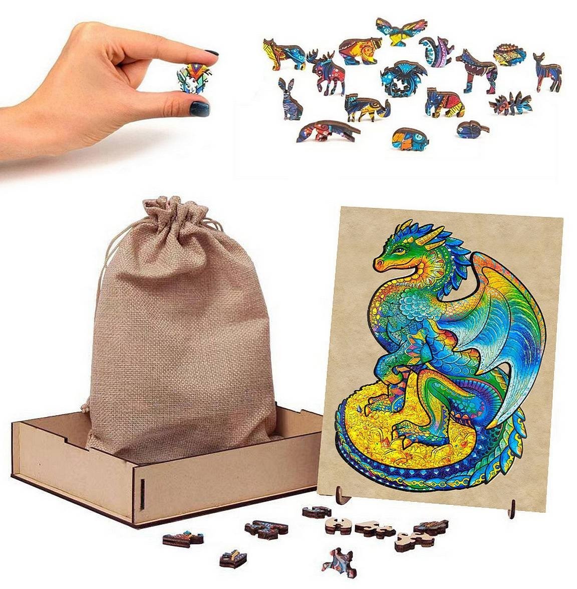 Puzzle Drewniane Magiczny Smok A4