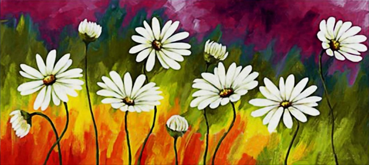 Haft Diamentowy Piękne Stokrotki 50x110 cm