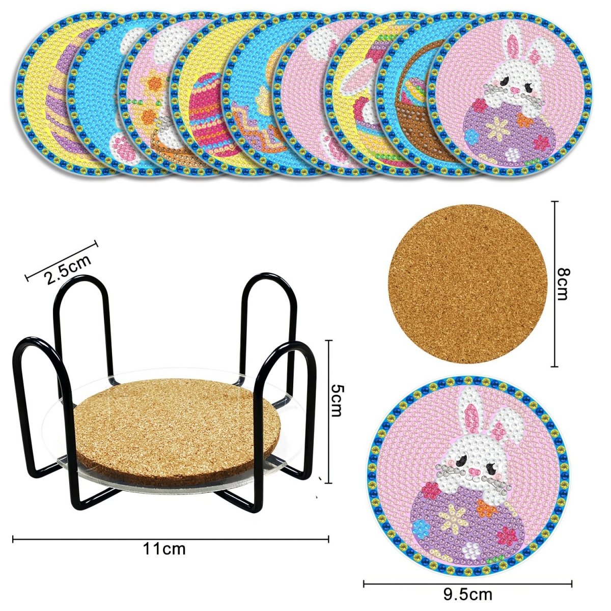 Haft Diamentowy - Podkładka Podkładki pod szklanki 9 szt - Słodka Wielkanoc