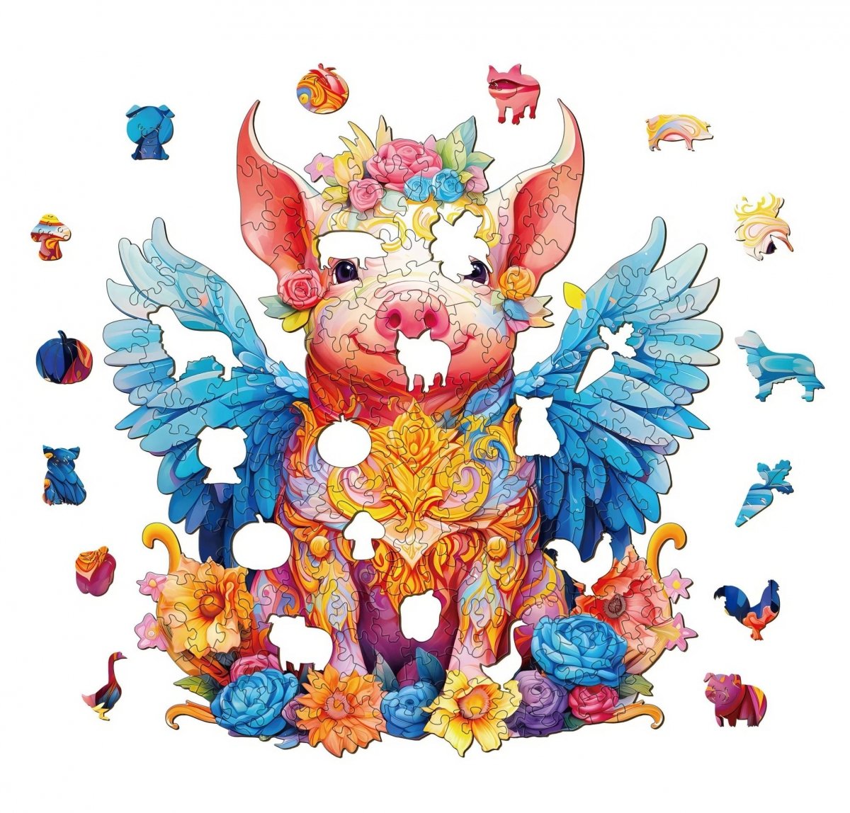 Puzzle Drewniane Skrzydlata Świnka S