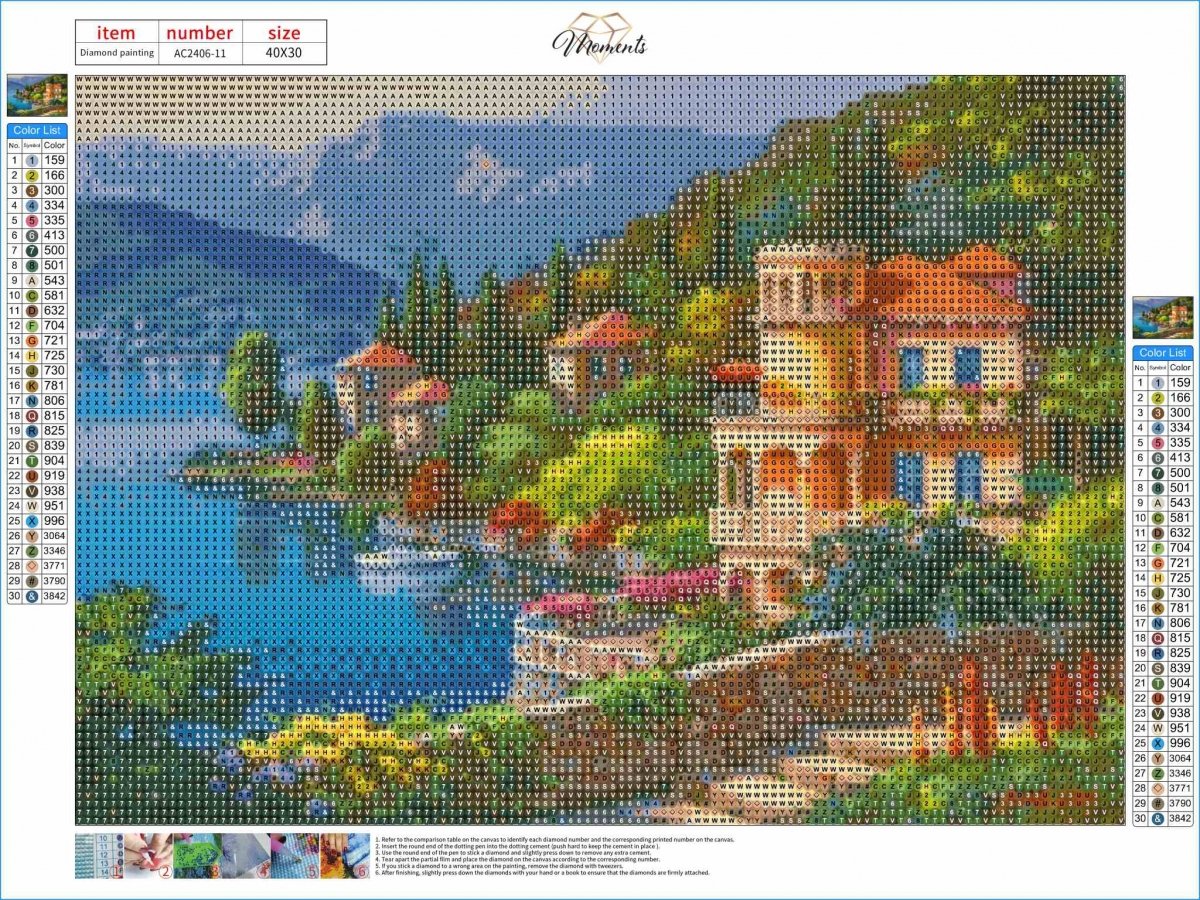 Haft Diamentowy Willa nad Jeziorem 30x40 cm