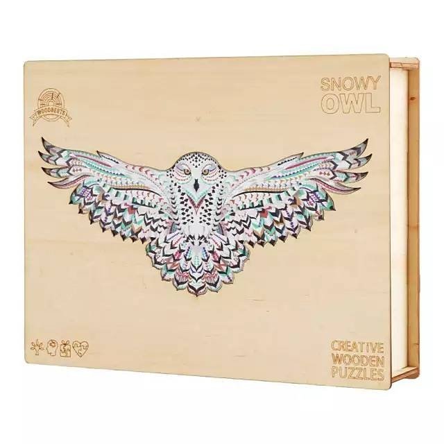 Puzzle Drewniane ŚNIEŻNA SOWA M