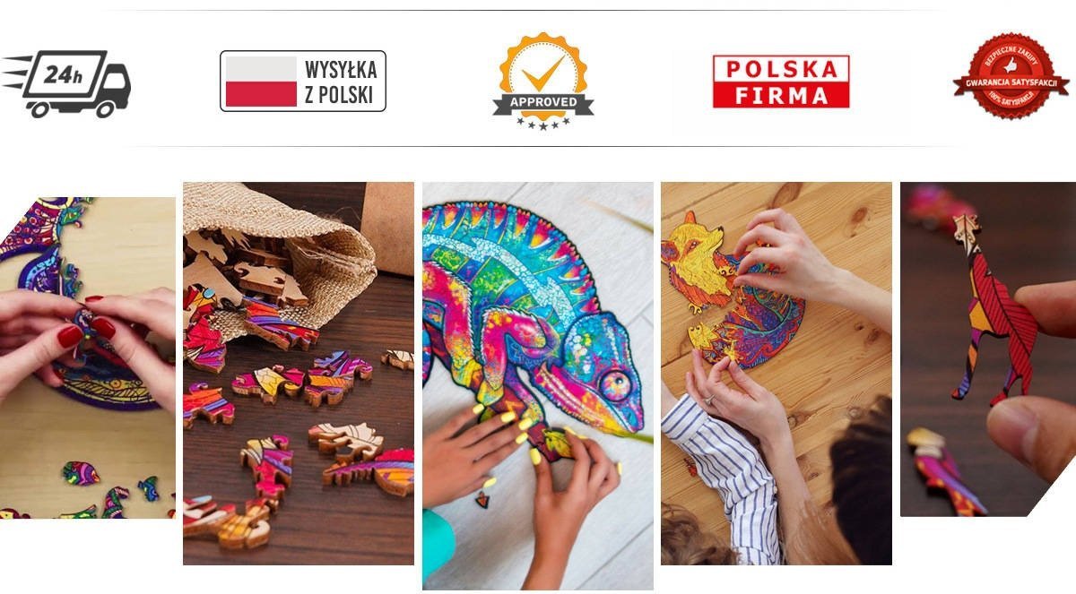 Puzzle Drewniane WESOŁY HUSKY L
