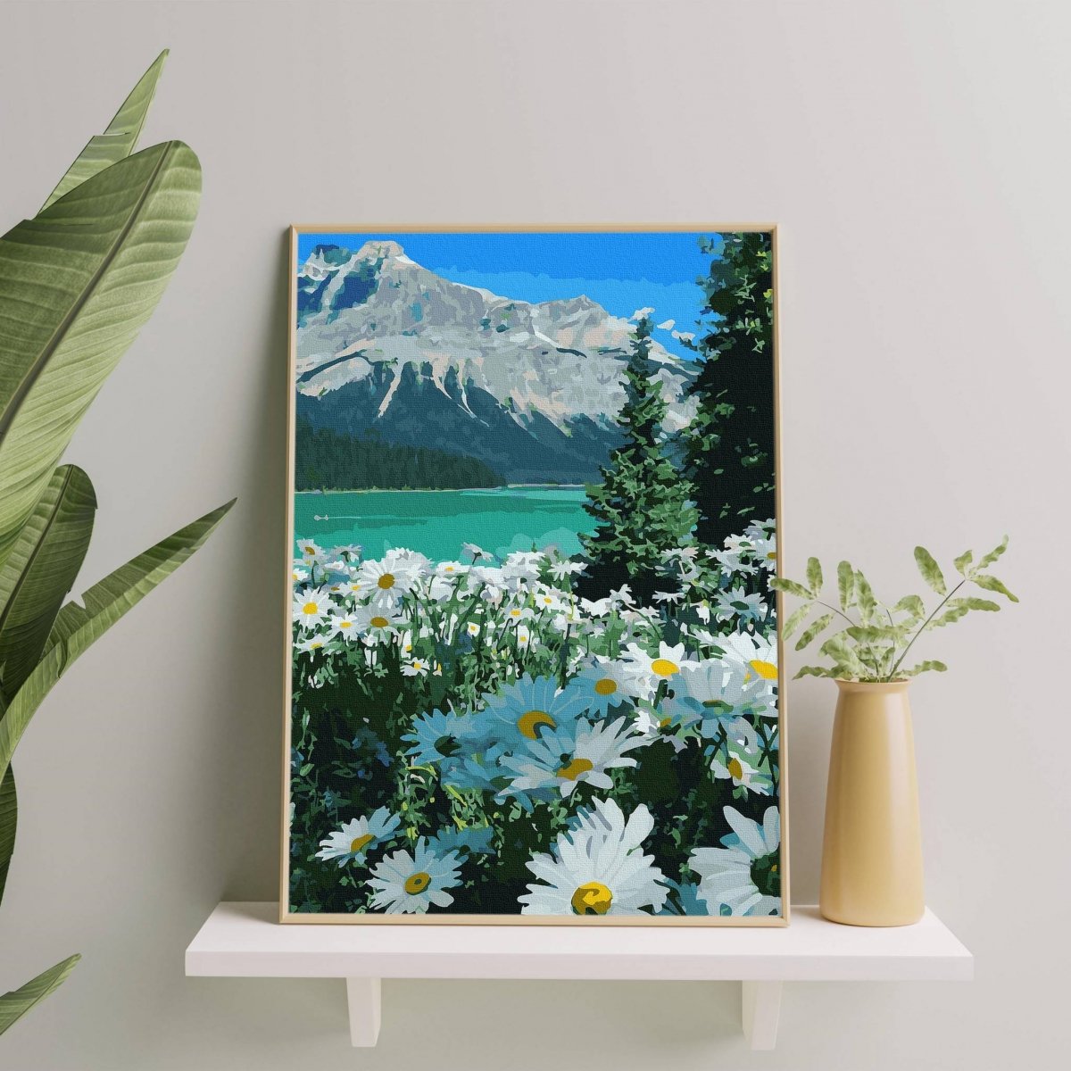 Malowanie Po Numerach Zestaw Stokrotki i Góry 40x50