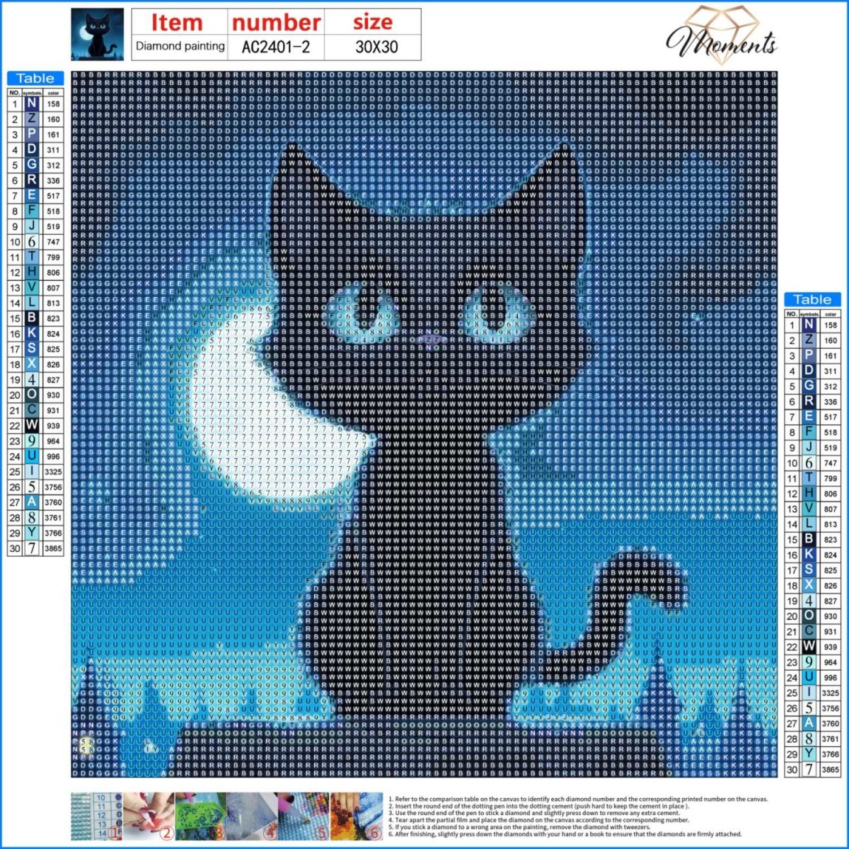 Haft Diamentowy Kocia Noc 30x30 cm