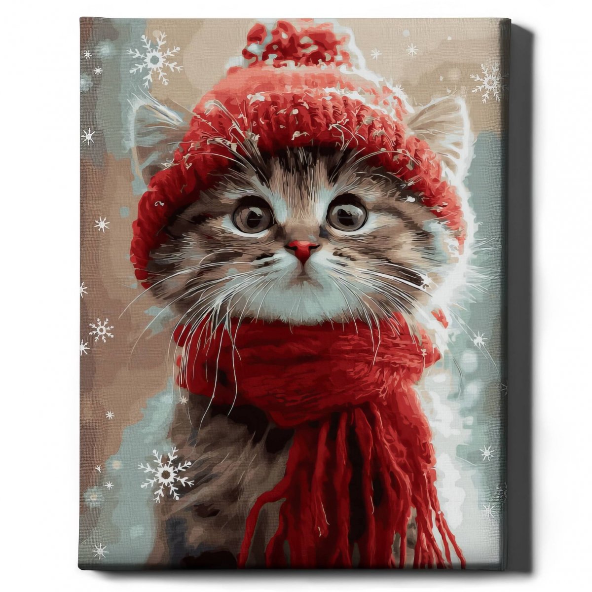 Malowanie Po Numerach Zestaw Kotek w Czerwonym Szaliku 40x50