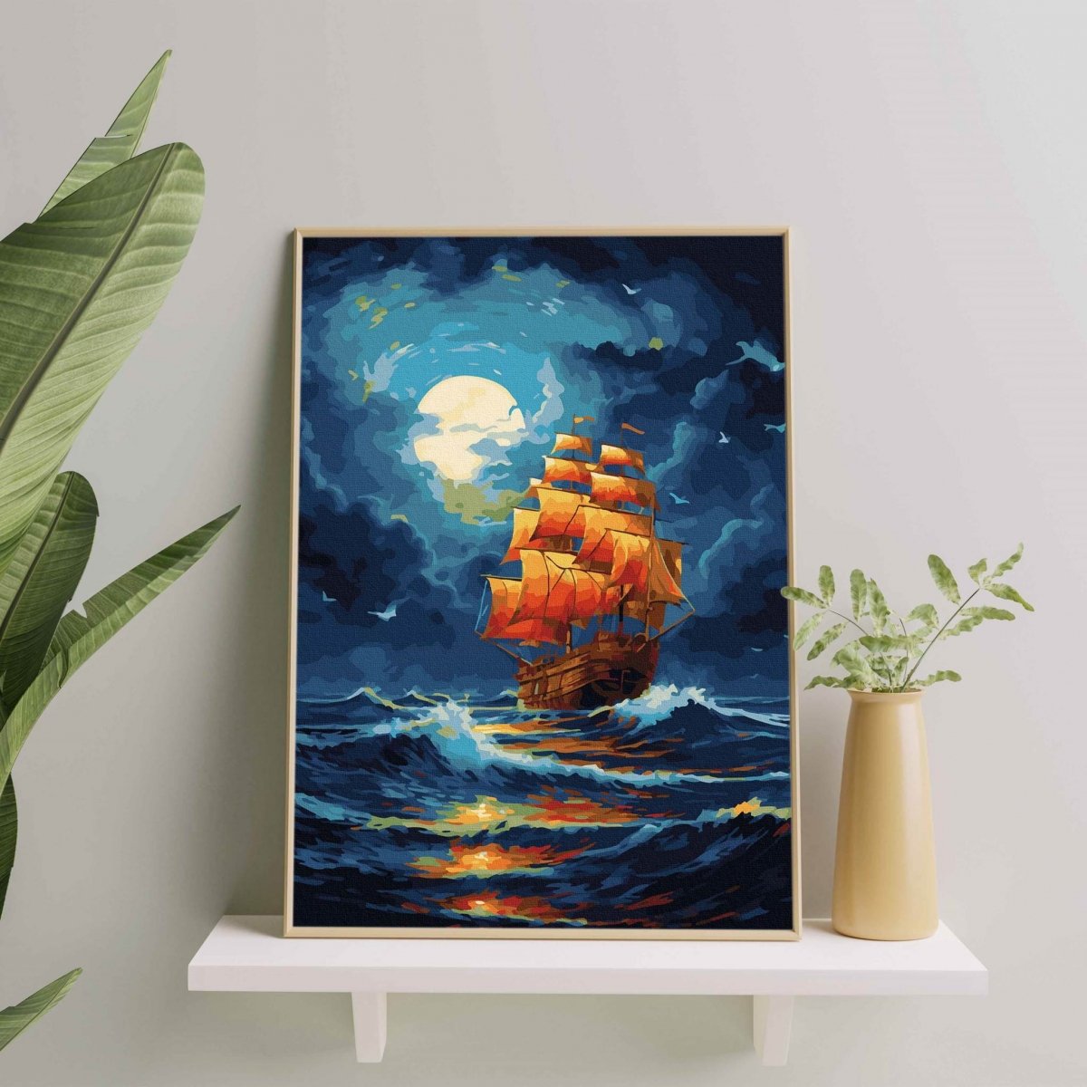 Malowanie Po Numerach Zestaw Statek w Środku Nocy 40x50