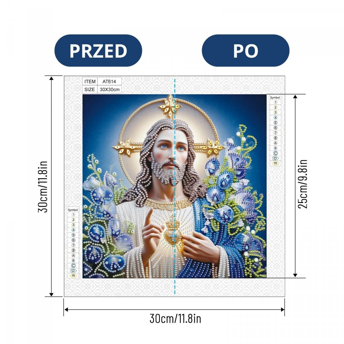 Haft Diamentowy Jezus Święte Światło 30x30 cm