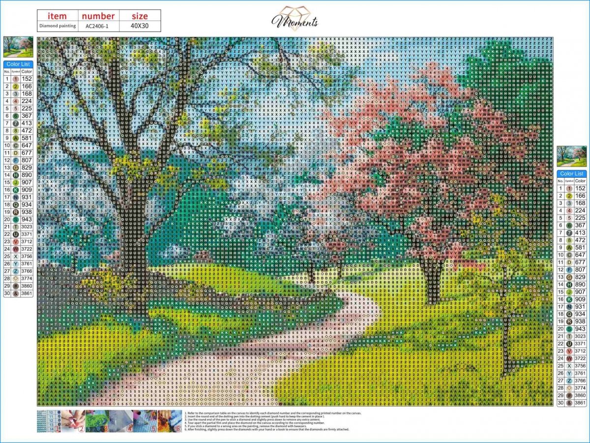 Haft Diamentowy Wiosenny Spacer 30x40 cm