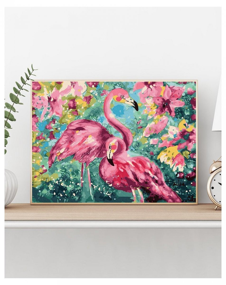 Malowanie Po Numerach Zestaw Flamingi w Kolorach 40x50