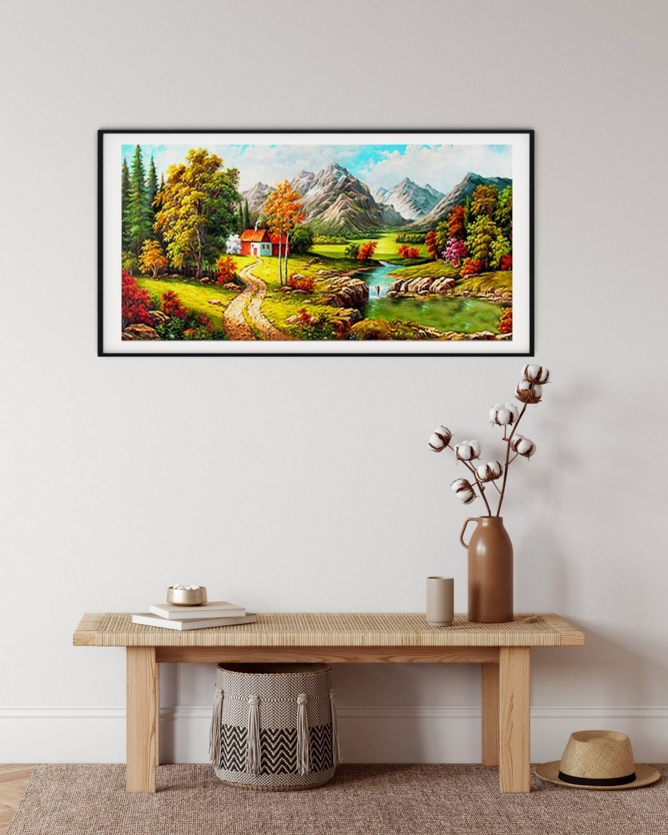 Haft Diamentowy Dom Nad Potokiem 100x50