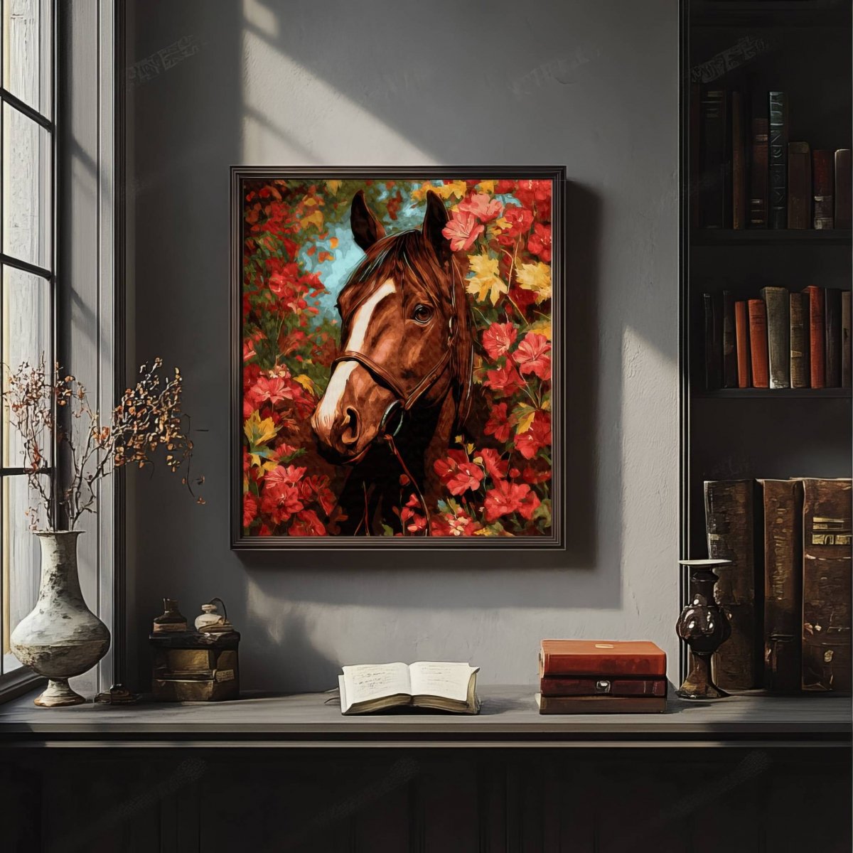 Malowanie Po Numerach Zestaw Koń w Kwiatach 40x50