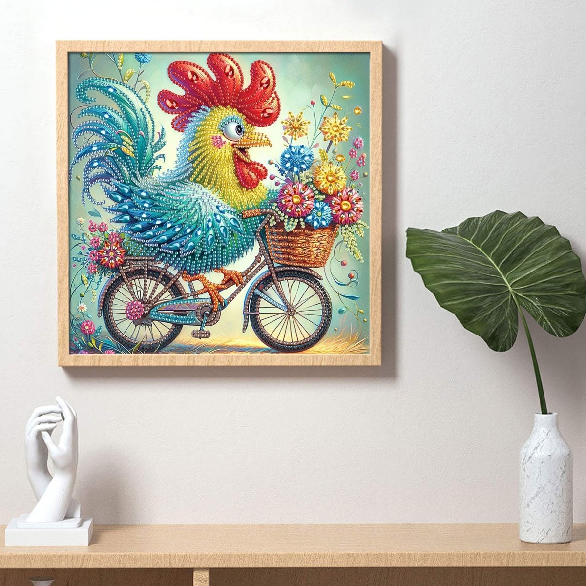 Haft Diamentowy Kogut Rowerzysta 30x30 cm